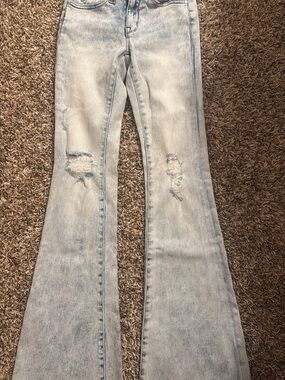 Altar’d State Light Wash Distressed Flare Jeans - Women's